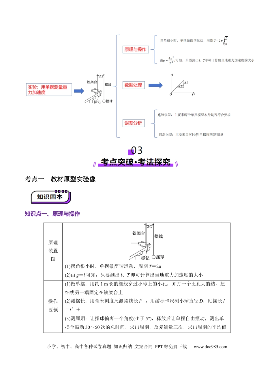 高中物理第32讲   实验：用单摆测量重力加速度（讲义）（解析版）.docx
