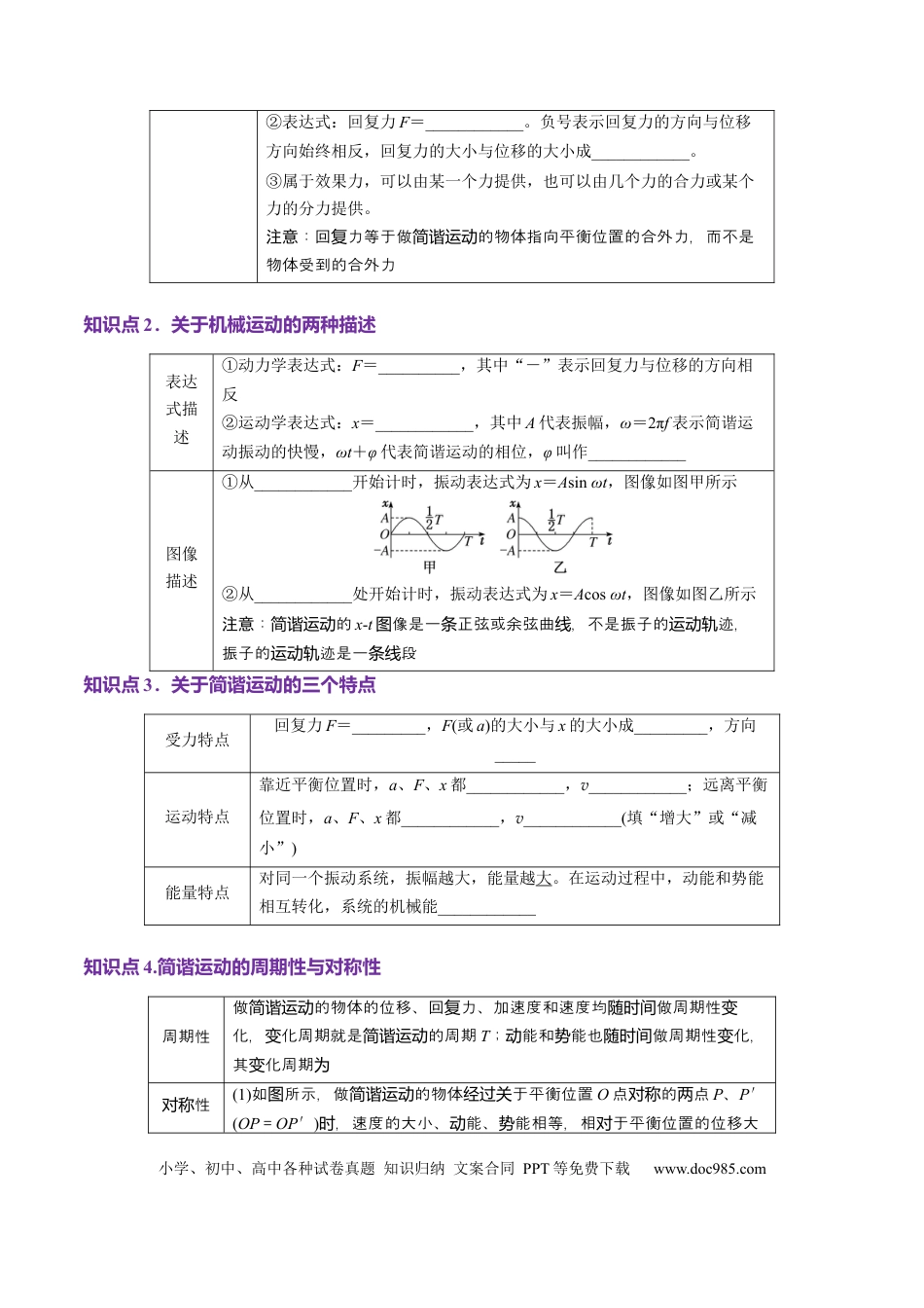 高中物理第30讲   机械振动(讲义)（原卷版）.docx