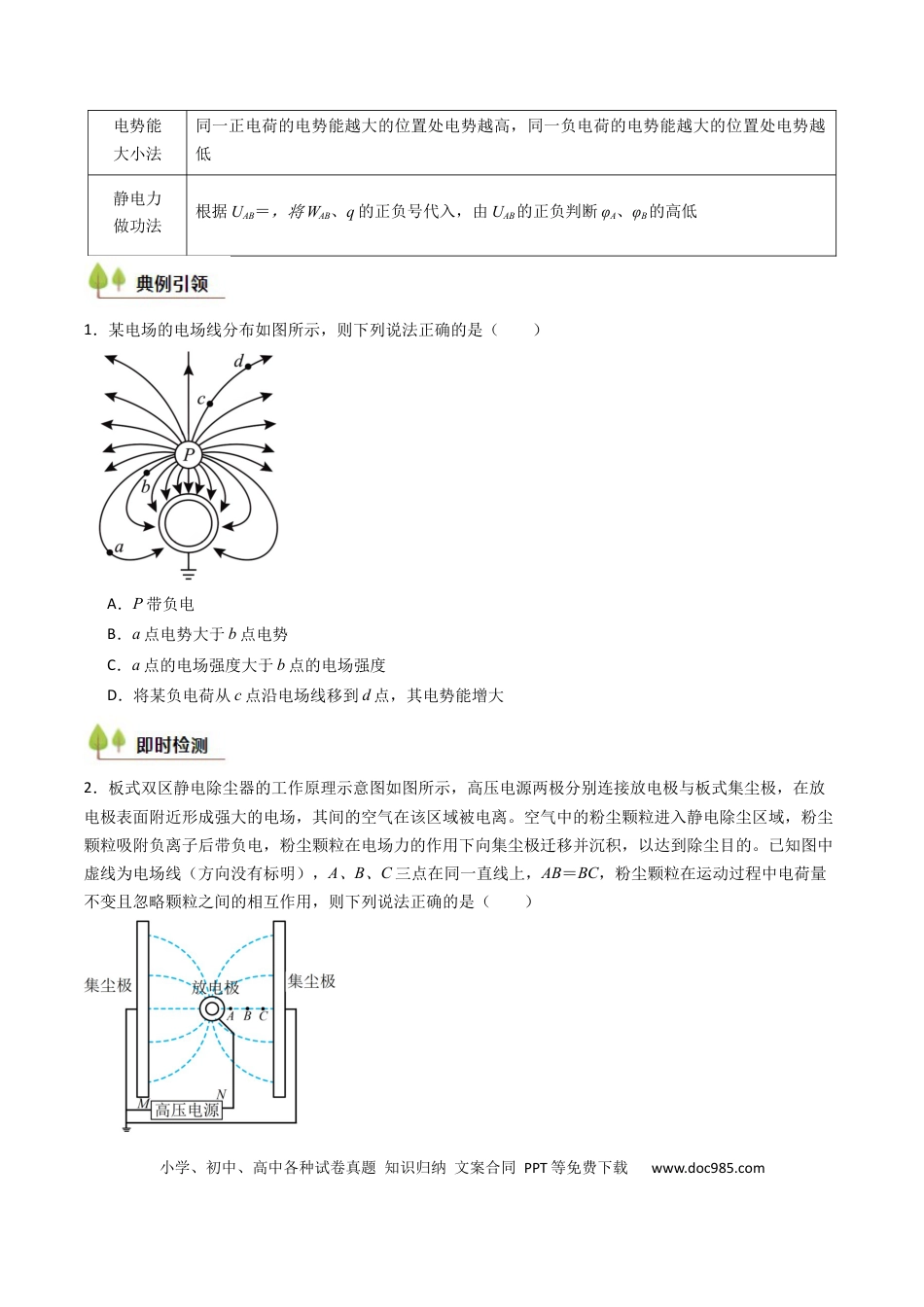 高中物理核心考点精讲精练33 静电能的性质（原卷版）.docx