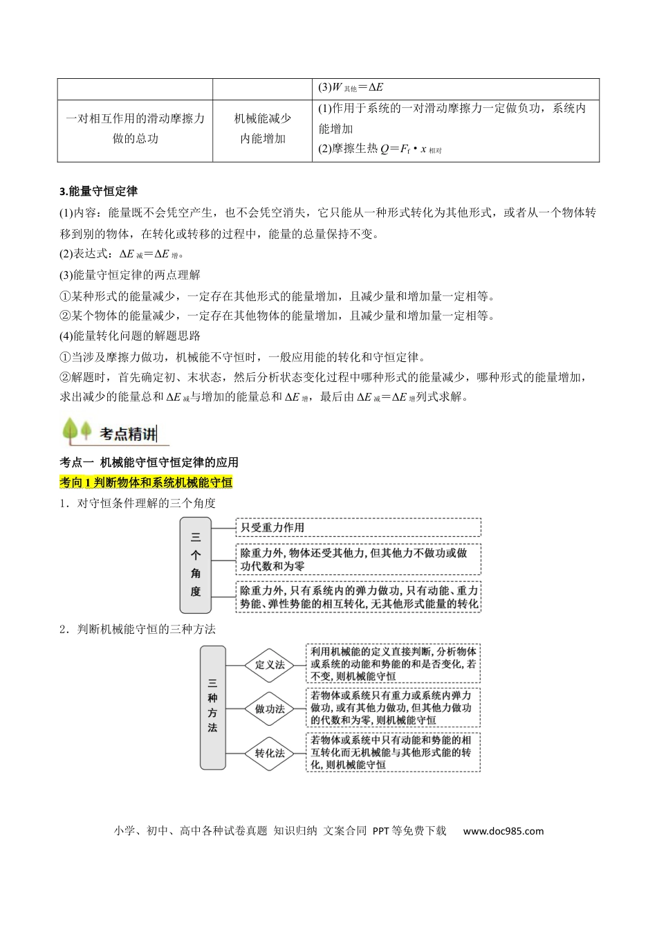 高中物理核心考点精讲精练24 机械能守恒定律 功能关系和能量守恒定律 （解析版）.docx