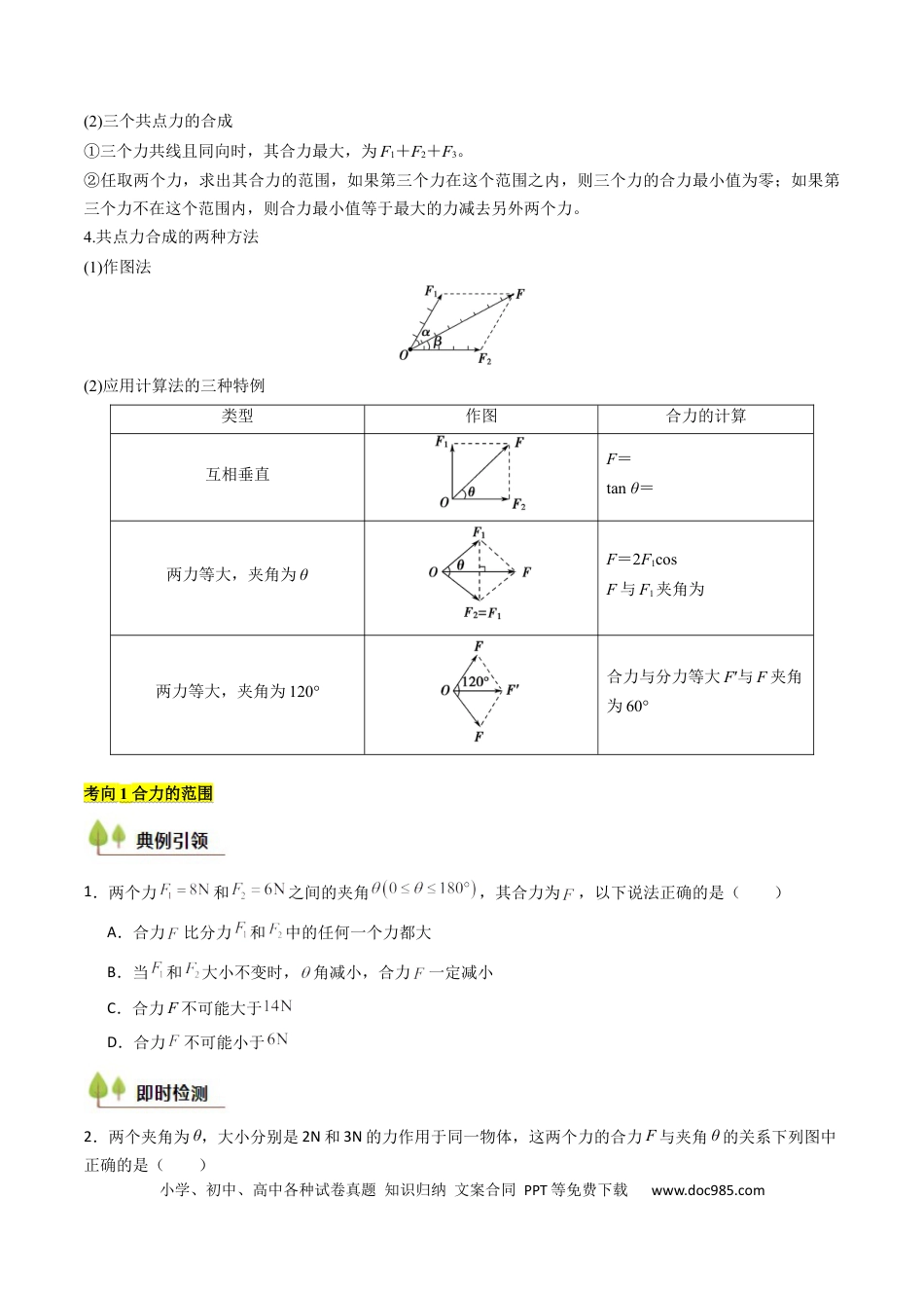 高中物理核心考点精讲精练07 力的合成与分解 受力分析（原卷版）.docx
