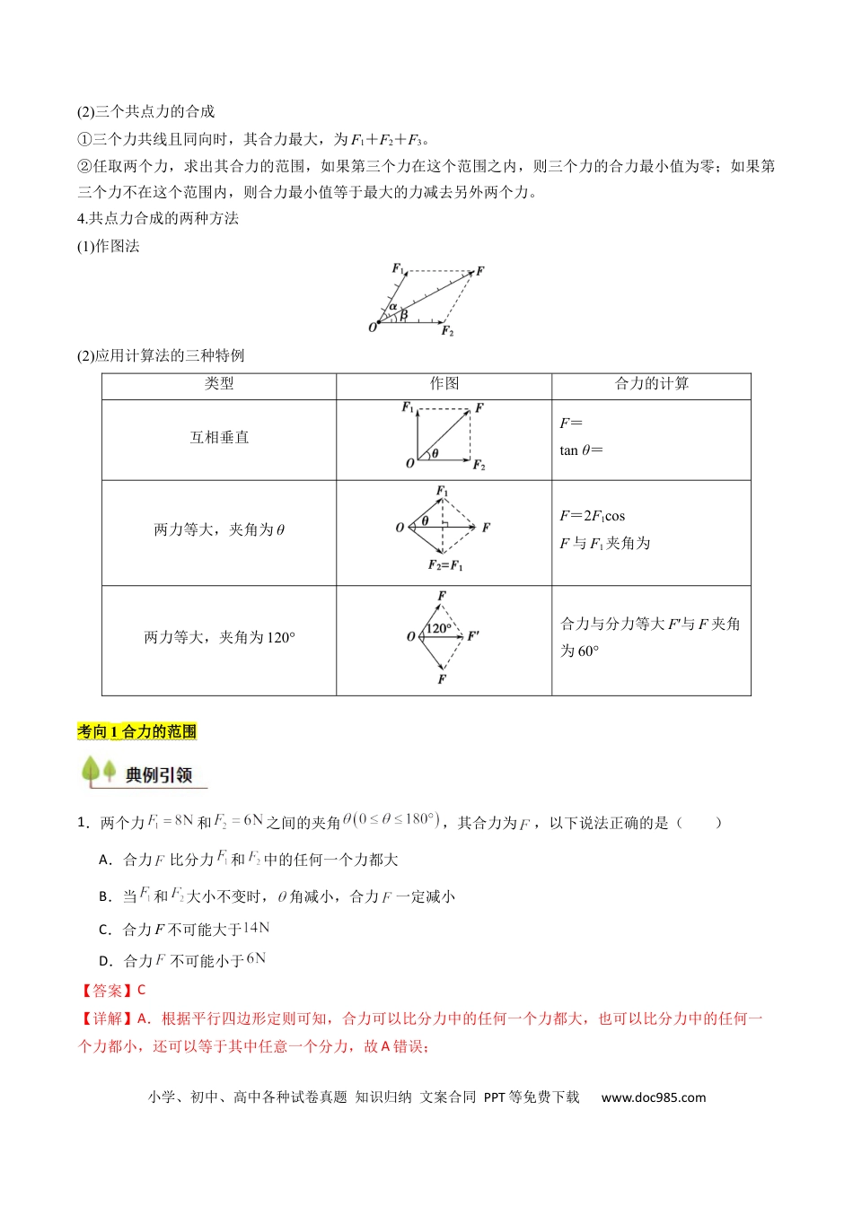 高中物理核心考点精讲精练07 力的合成与分解 受力分析（解析版）.docx