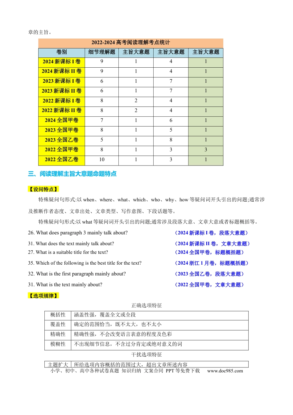 高中英语专题突破41 阅读理解之主旨大意题（讲案）原卷版.docx
