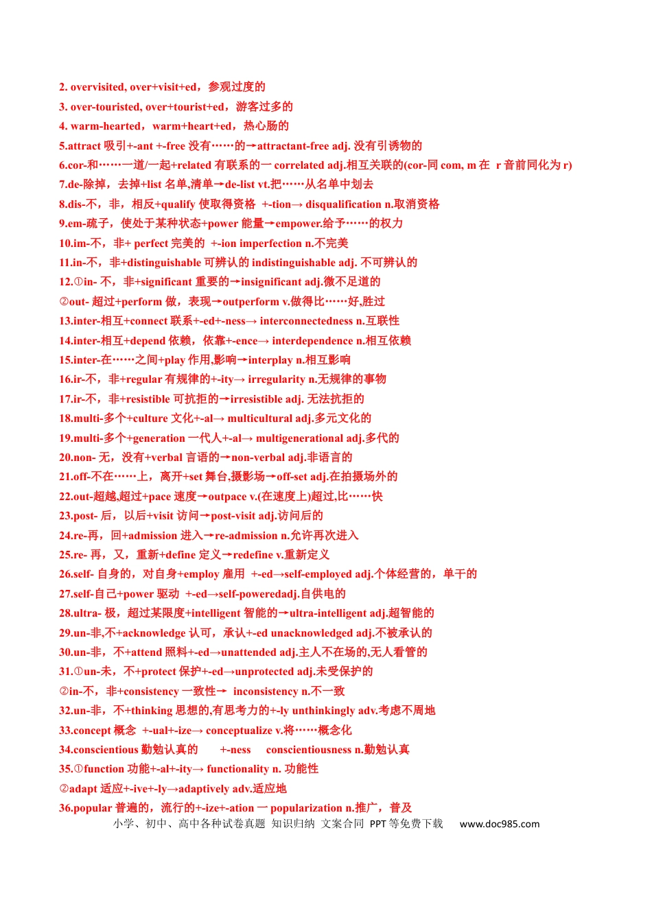 高中英语专题突破35 2018-2024 高考真题124句133例派生合成词再练 解析版.docx