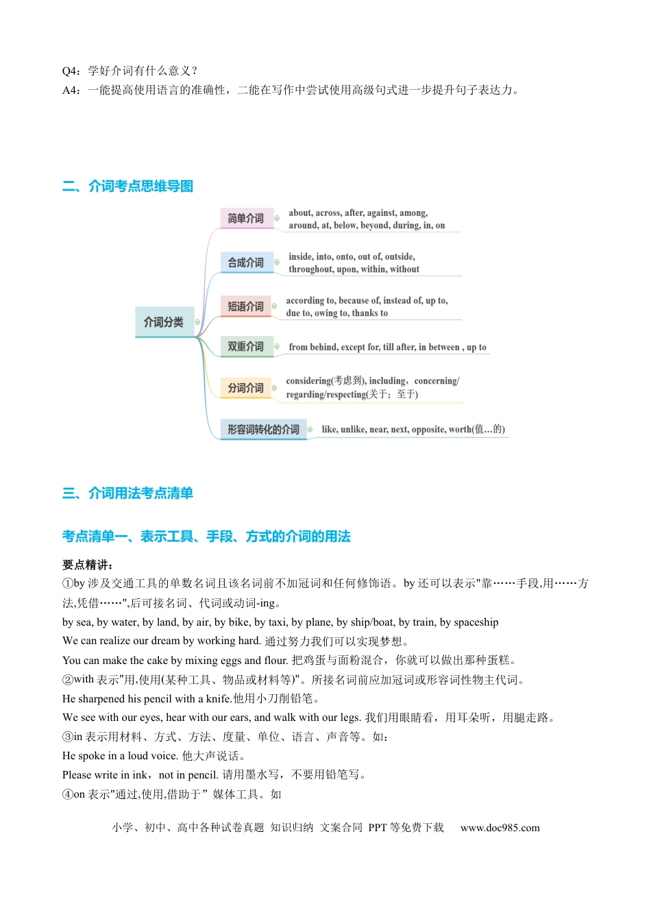 高中英语专题突破22 介词八类二十个高频考点（讲案）原卷版.docx