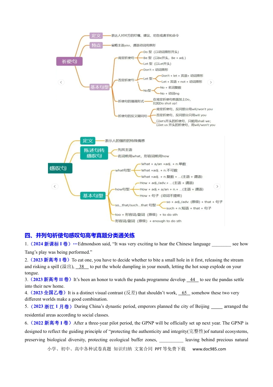 高中英语专题突破15 语法填空之并列句祈使句感叹句100题（练案）原卷版.docx