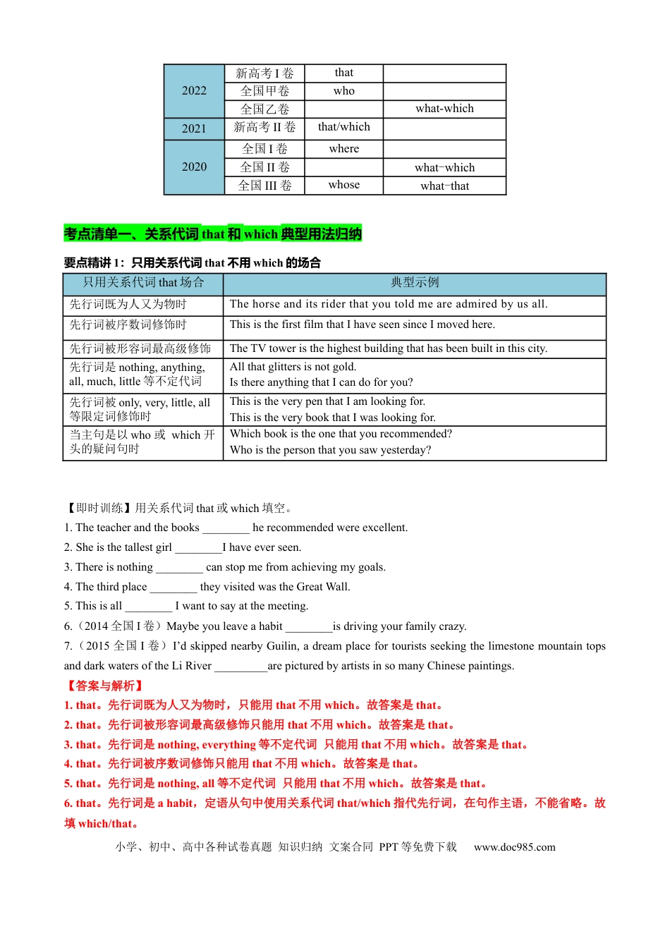 高中英语专题突破11 定语从句十大考点（讲案） 解析版.docx
