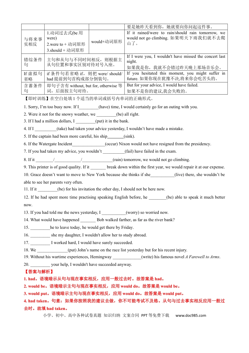 高中英语专题突破09 虚拟语气三大类用法归纳（讲案）-.docx