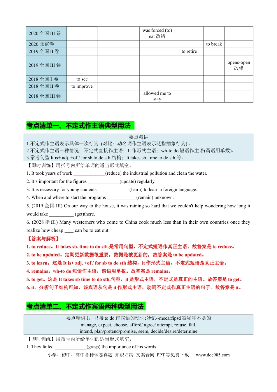 高中英语专题突破01 动词不定式八大用法（讲案）解析版.docx