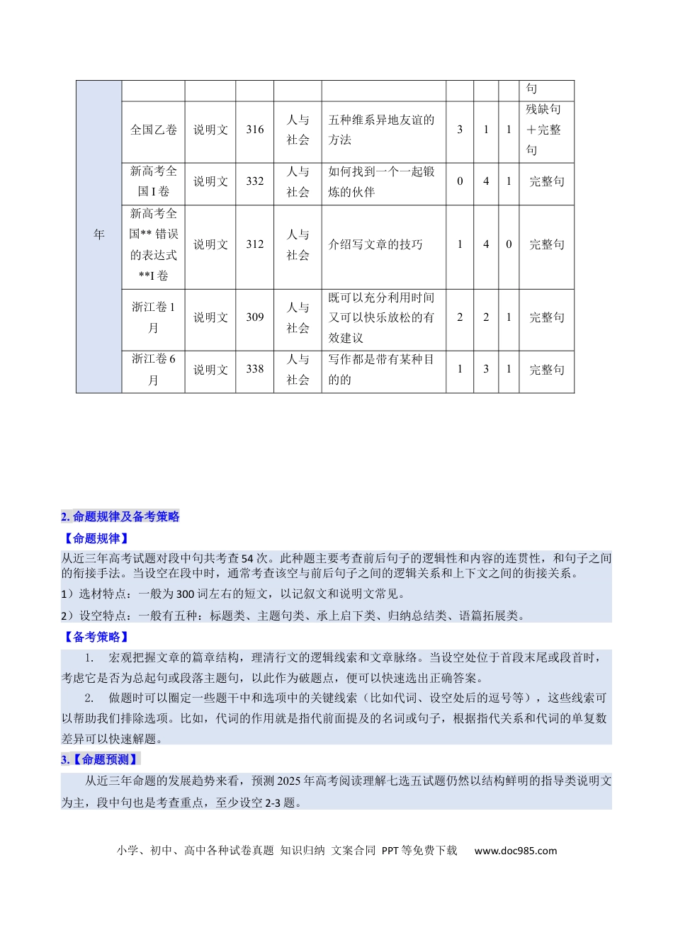高中英语31个核心考点精讲精练30 阅读七选五-段中设空题-（解析版).docx
