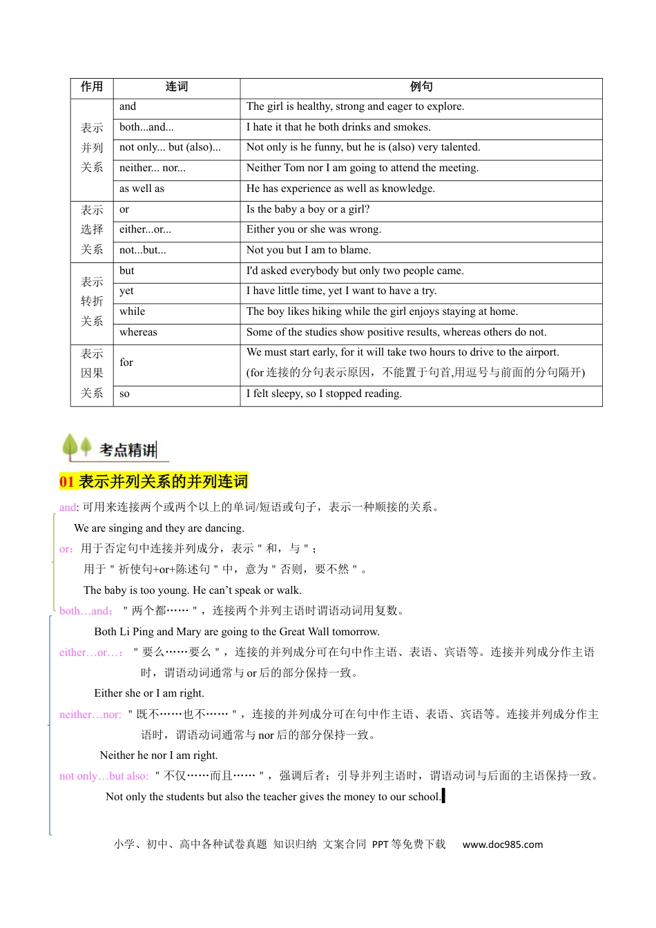 高中英语31个核心考点精讲精练16 并列连词与并列句-（解析版） .docx