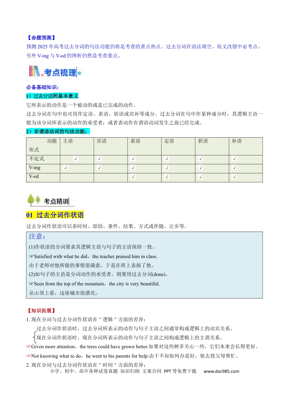 高中英语31个核心考点精讲精练13 过去分词 -（解析版） .docx