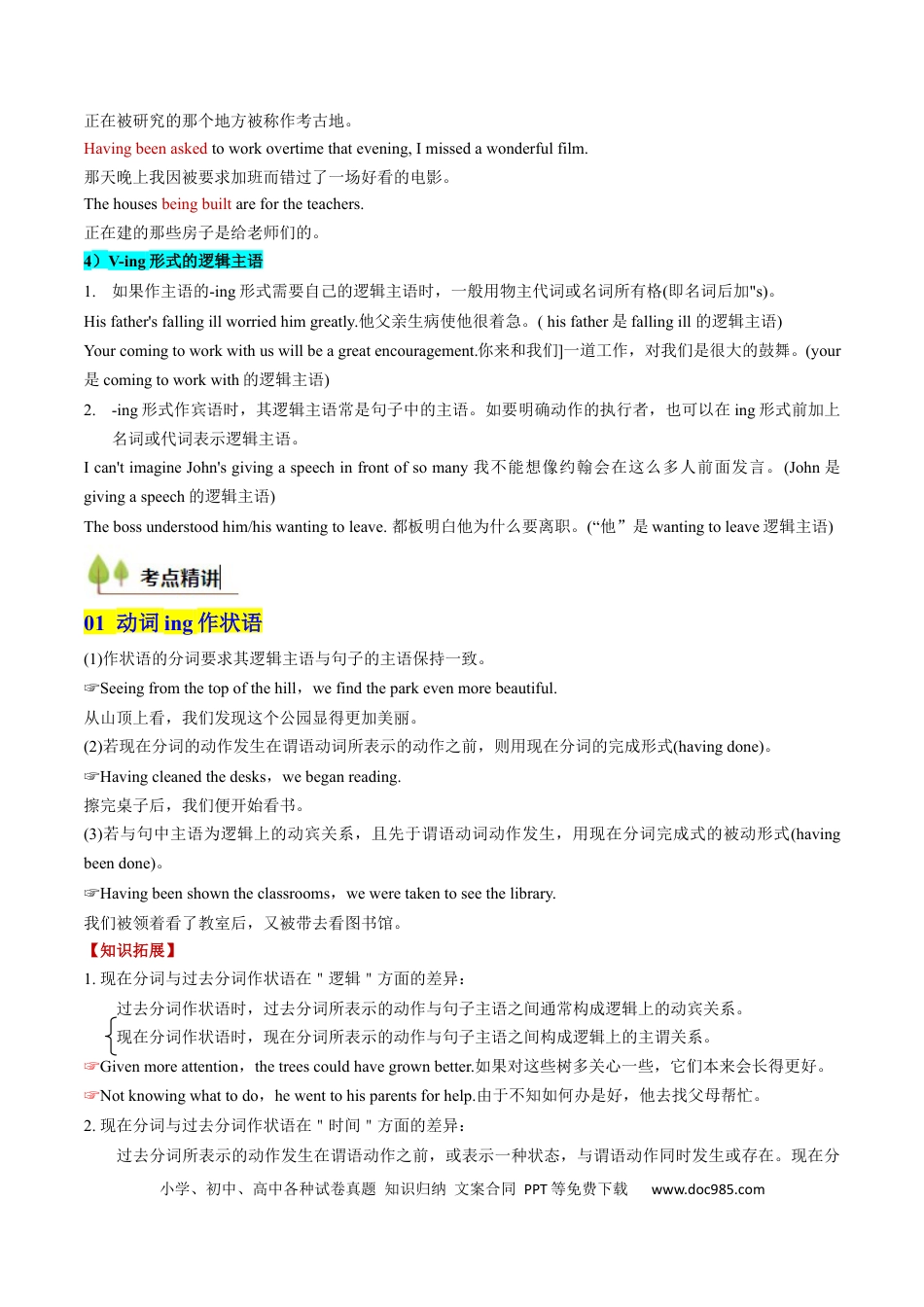 高中英语31个核心考点精讲精练12 动词ing -（解析版）.docx