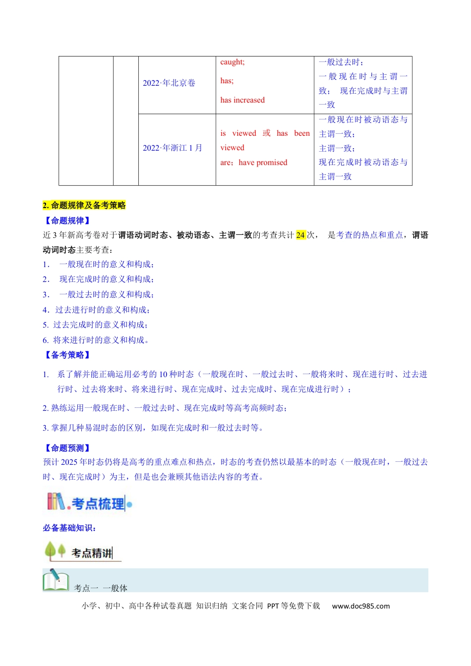 高中英语31个核心考点精讲精练06 谓语动词的时态（一般体）-（解析版）.docx