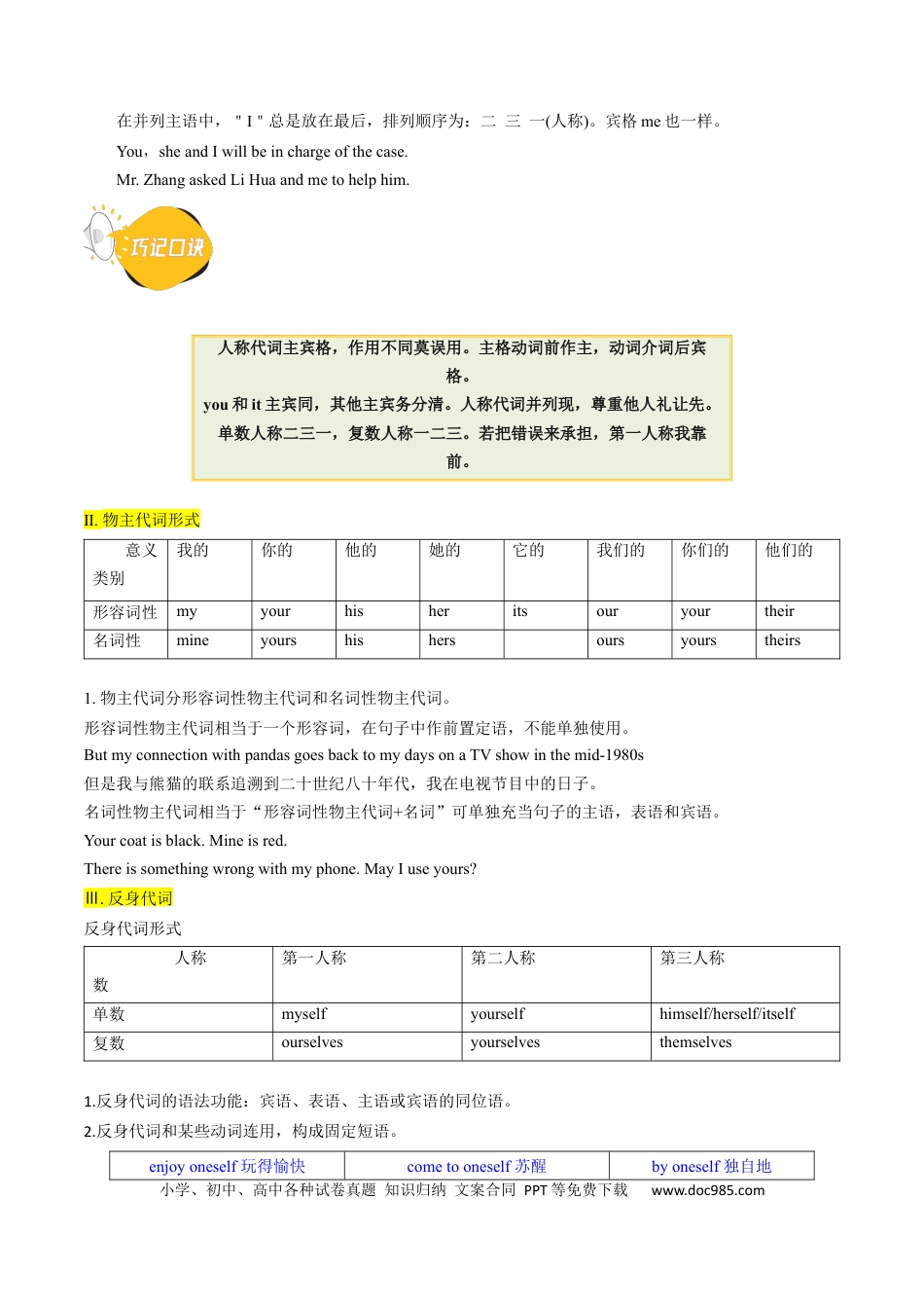 高中英语31个核心考点精讲精练03 代词-（原卷版）.docx