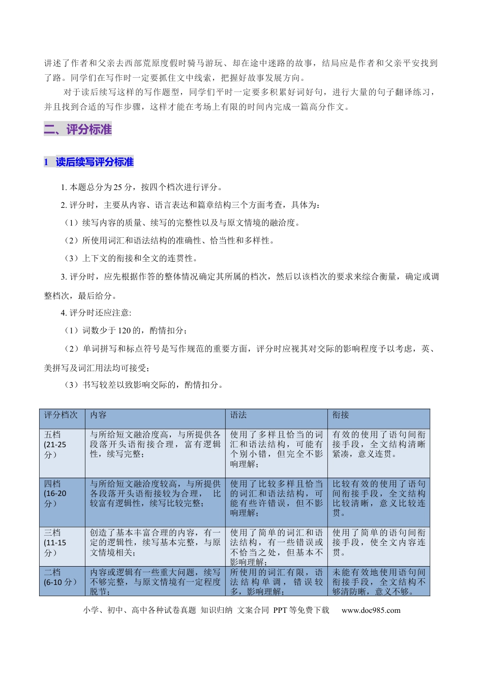 专题11 读后续写题型分析+评分标准+七三四原则.docx