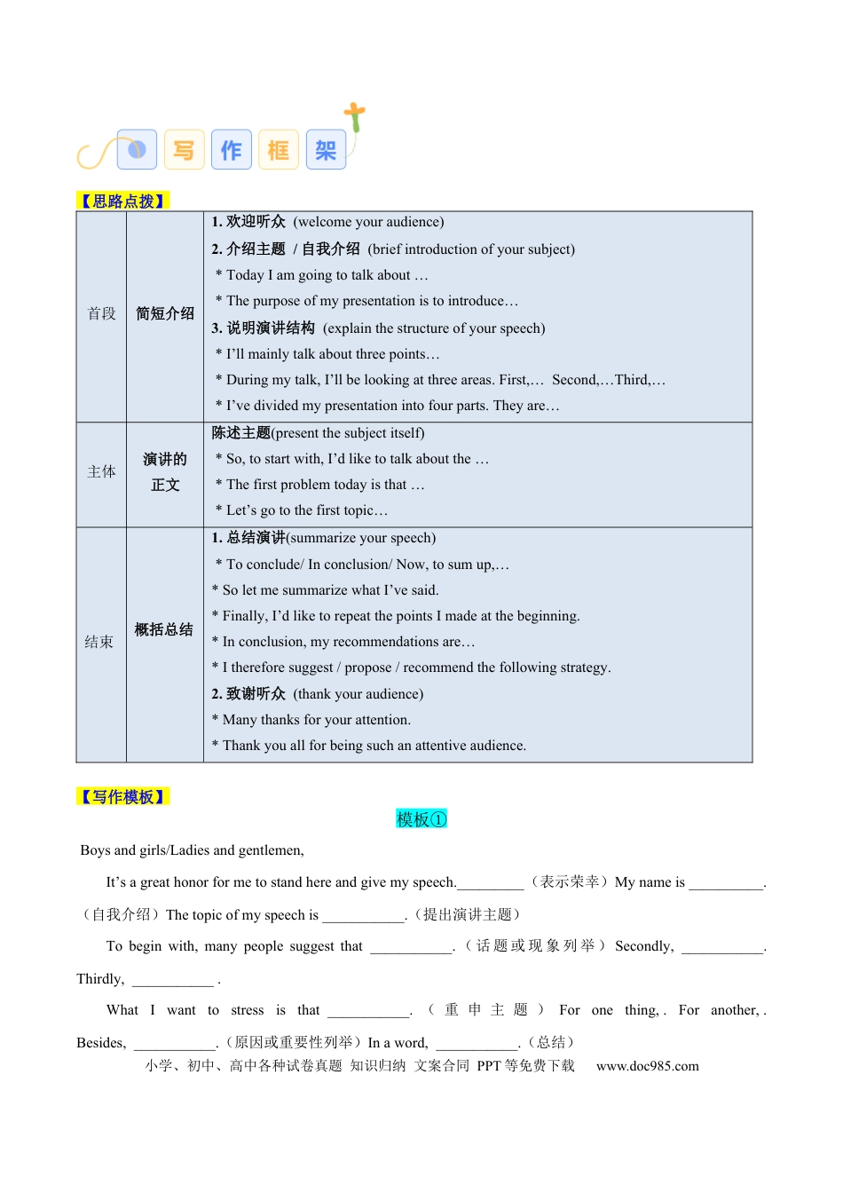 专题03 发言稿（原卷版）.docx