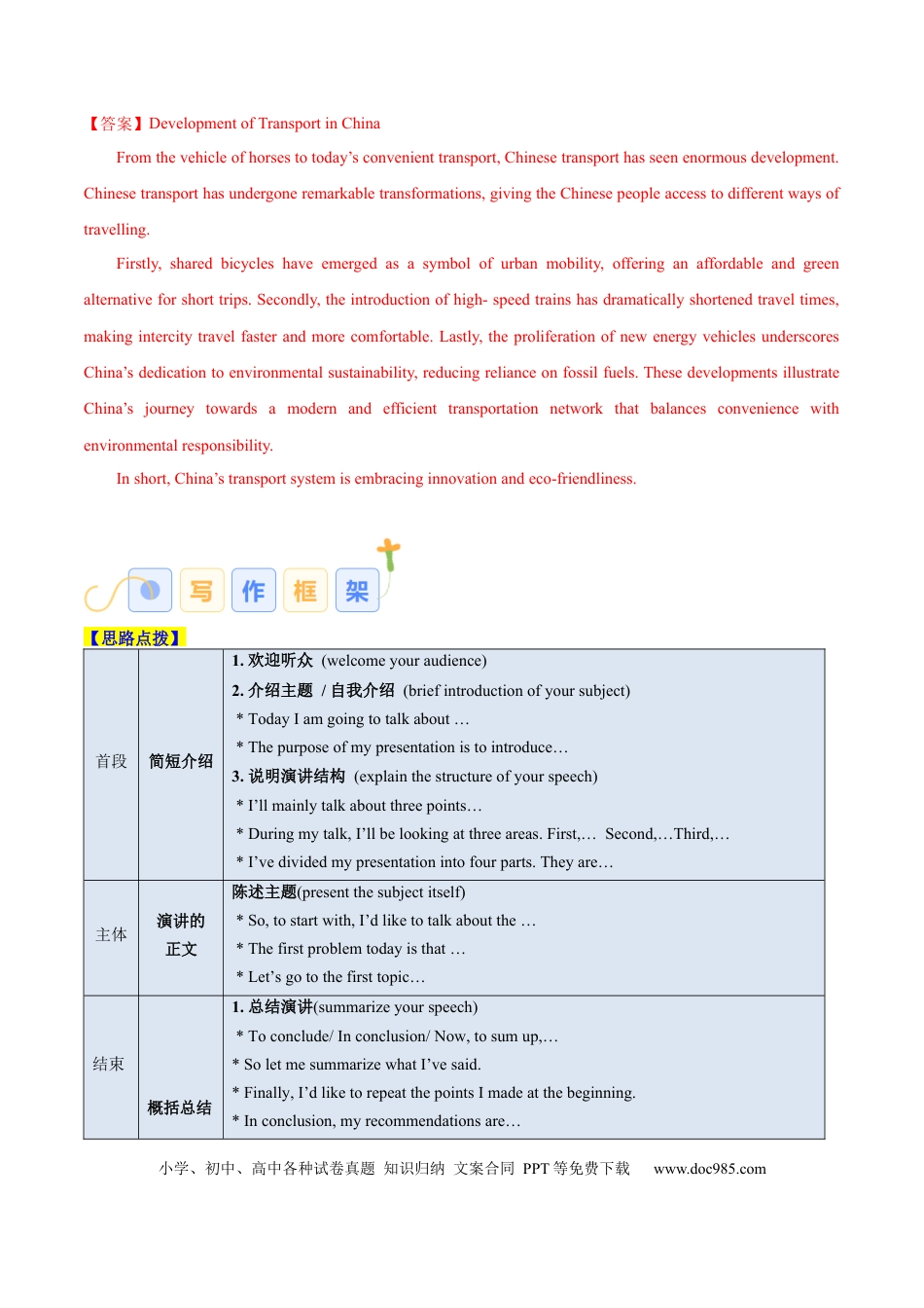 专题03 发言稿（解析版）.docx