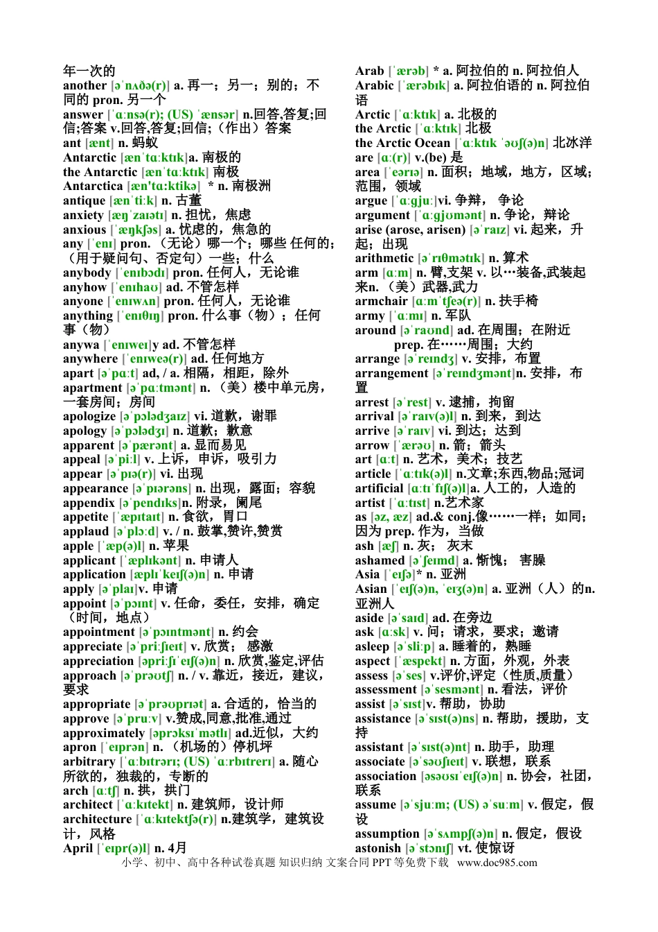 高中英语必背3500个词汇表（附音标）.doc