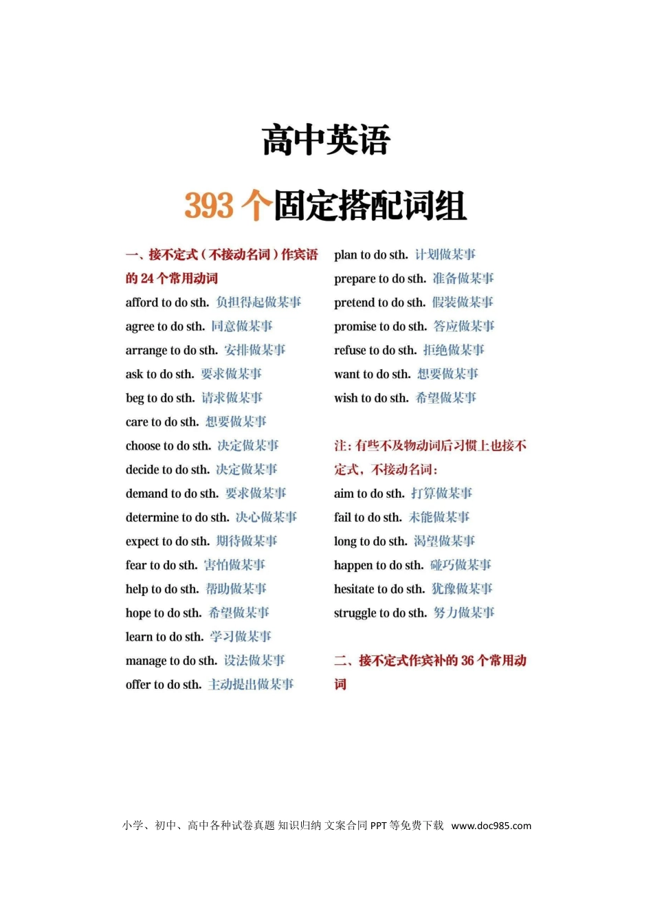 高中英语393句固定搭配.doc