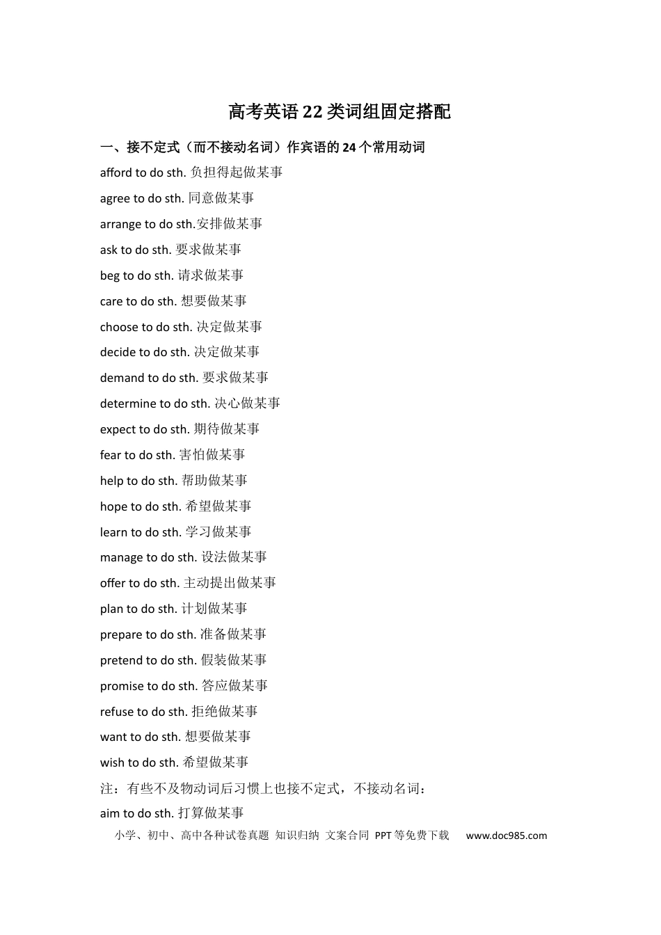 高中英语22类词组固定搭配 (1).docx