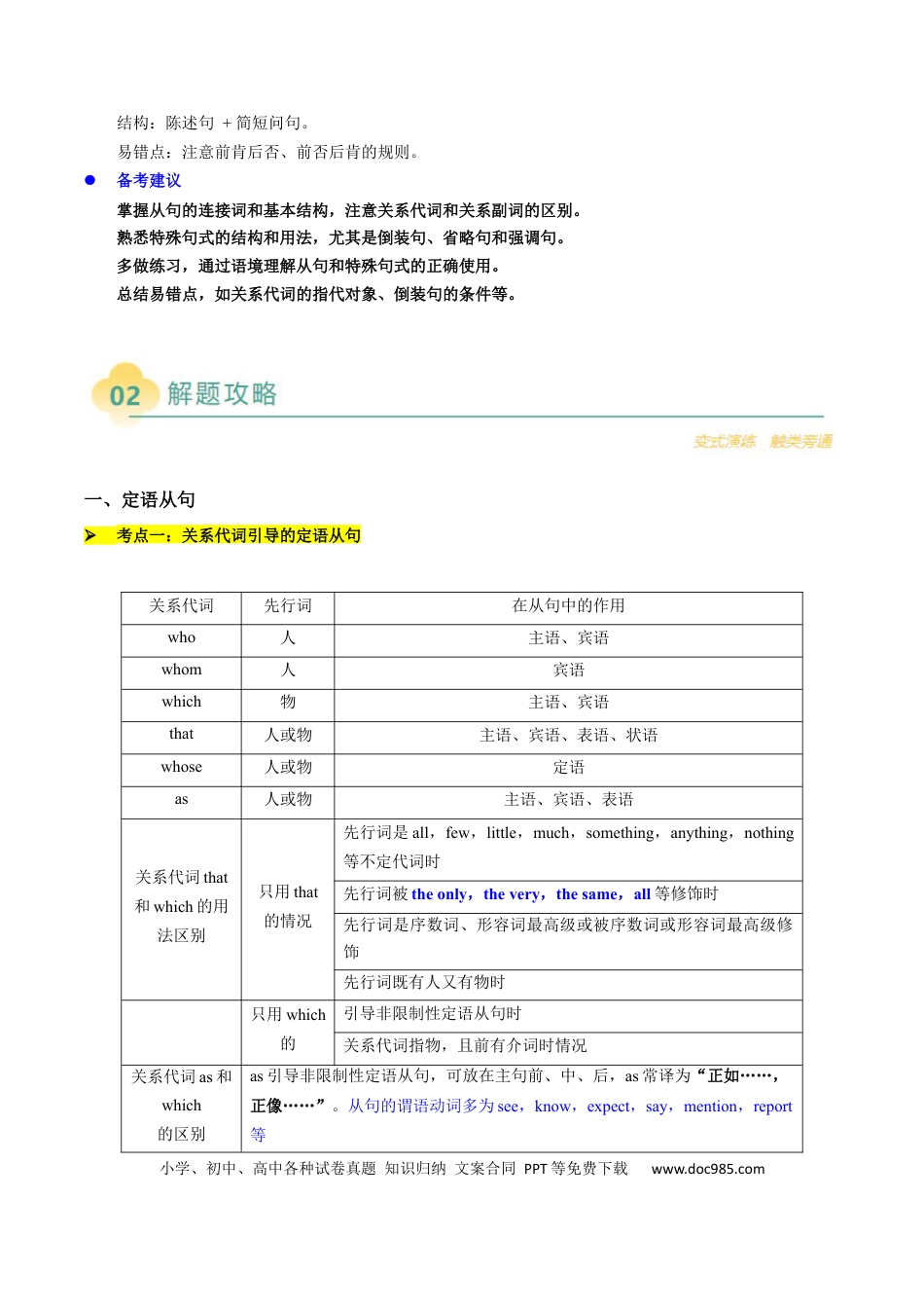 重难语法练05  三大从句及特殊句式 （原题版）.docx