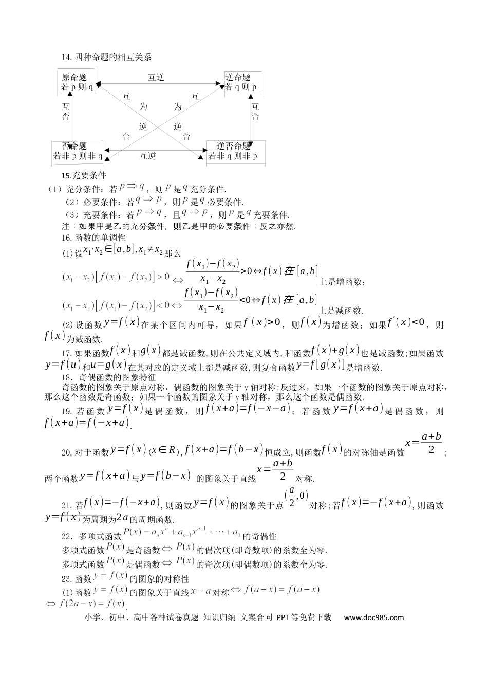 高中数学 高中数学公式大全及常用结论.docx
