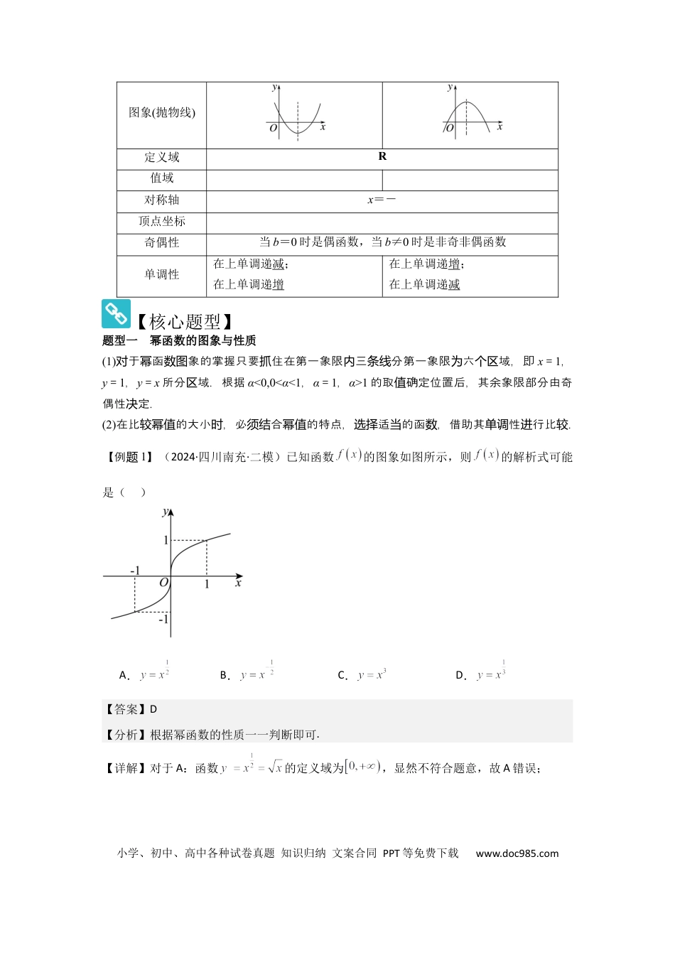 高中数学 考点10二次函数与幂函数（3种核心题型+基础保分练+综合提升练+拓展冲刺练）解析版.docx