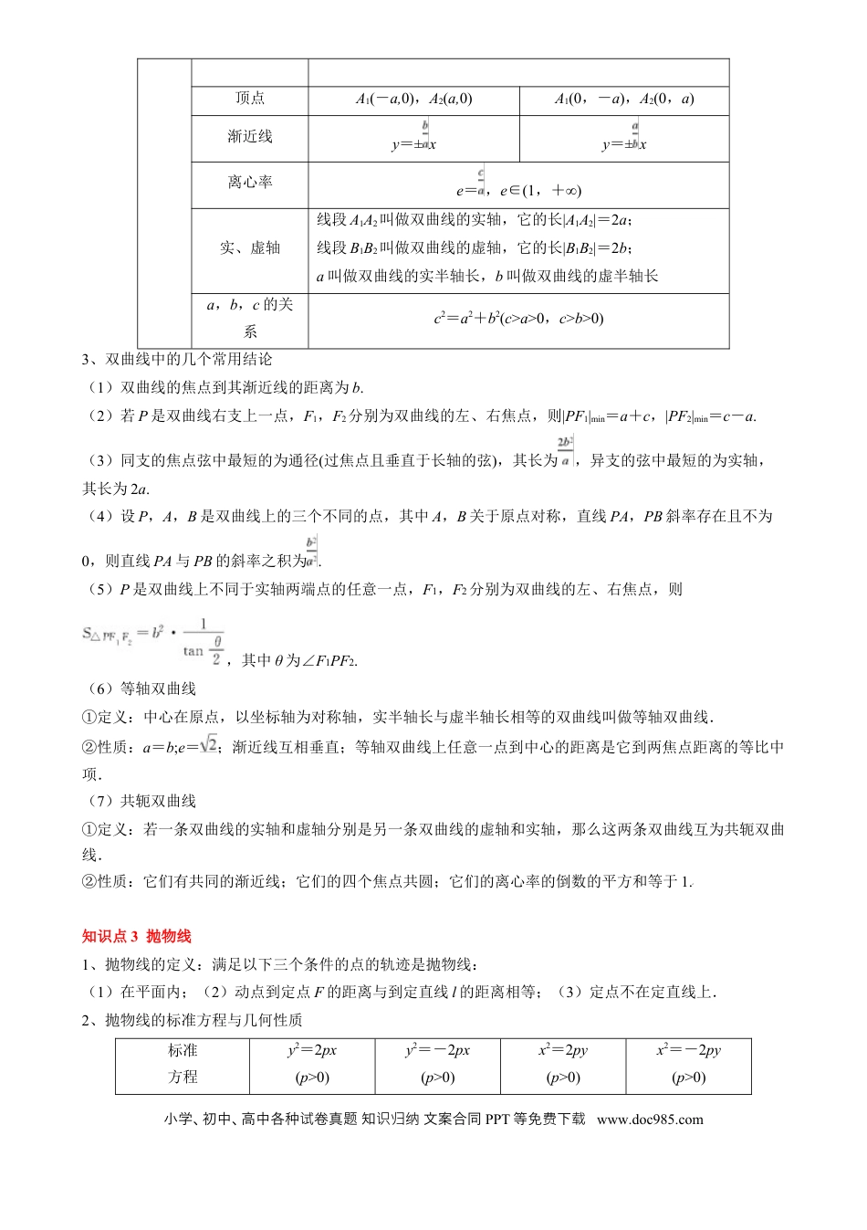 高中数学 高中20大数学专题突破16 圆锥曲线的标准方程与几何性质（3知识点 2重难点 9方法技巧 3易错易混）（解析版）.docx