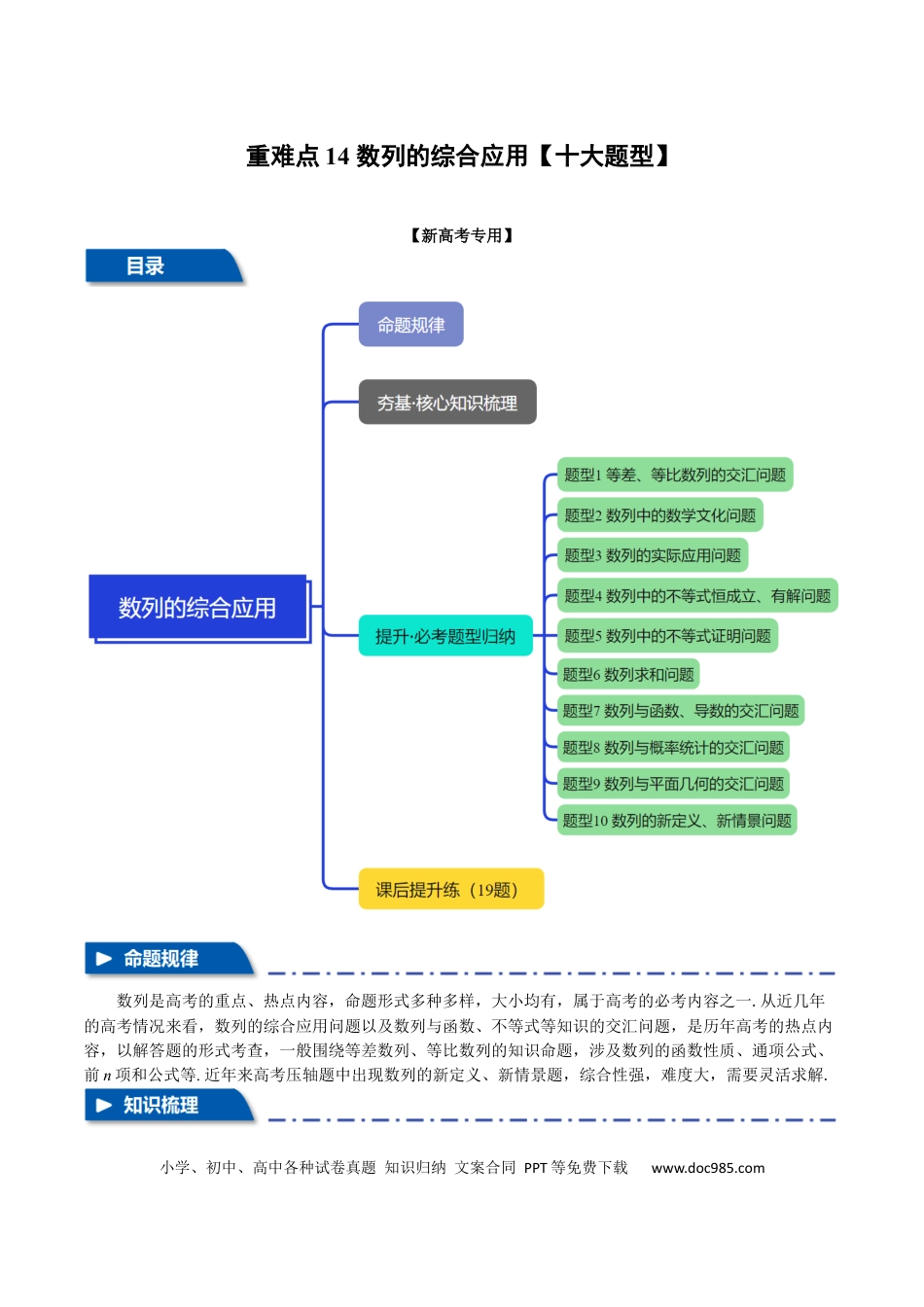 高中数学 重难点14 数列的综合应用【十大题型】（举一反三）（新高考专用）（原卷版）.docx