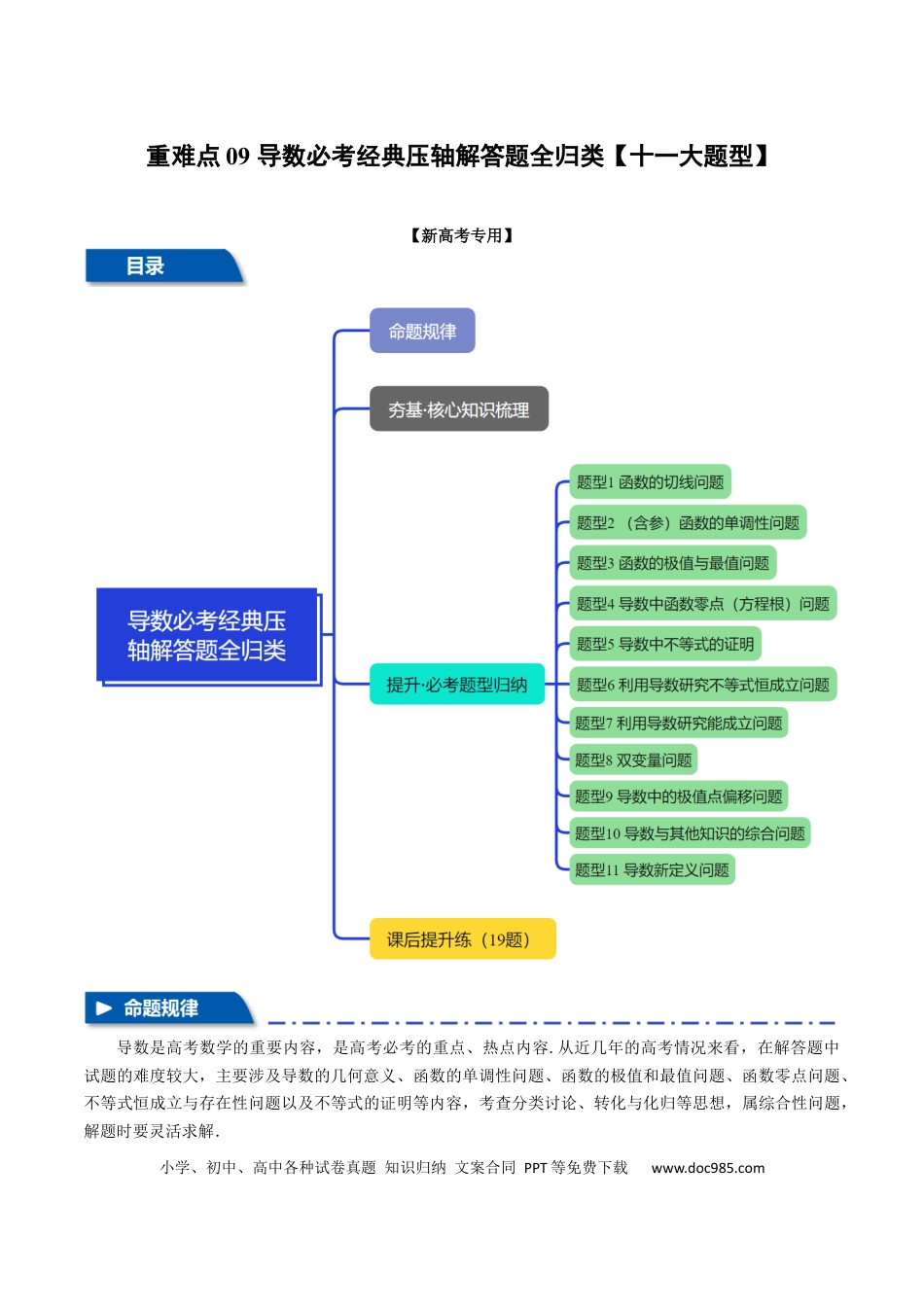 高中数学 重难点09 导数必考经典压轴解答题全归类【十一大题型】（举一反三）（新高考专用）（原卷版）.docx