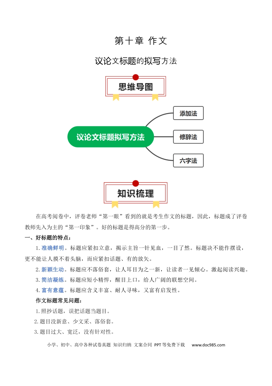 高中英文专题03：议论文标题的拟写方法（原卷版）.docx