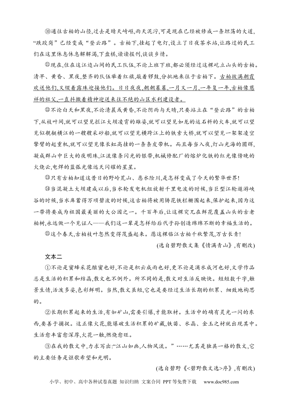 高中英文高中语文考点练习33　赏析散文的表达技巧和语言特色（含解析）.docx