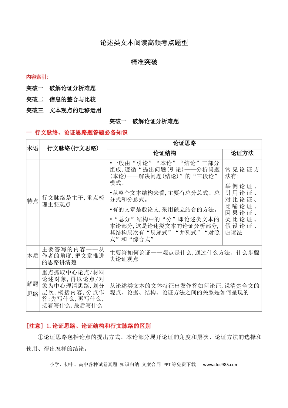 高中英文03 论述类文本论证分析、观点迁移等高频考点题型突破.docx