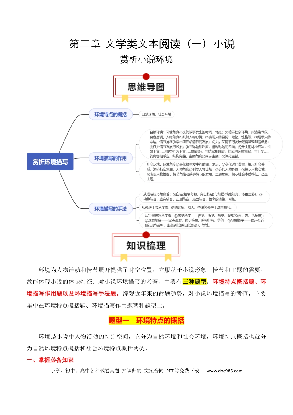高中英文专题03：赏析小说环境（原卷版）.docx