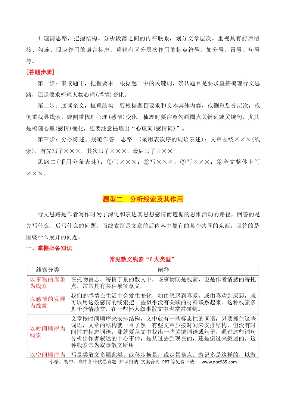 高中英文专题01：分析散文结构思路（解析版）.docx
