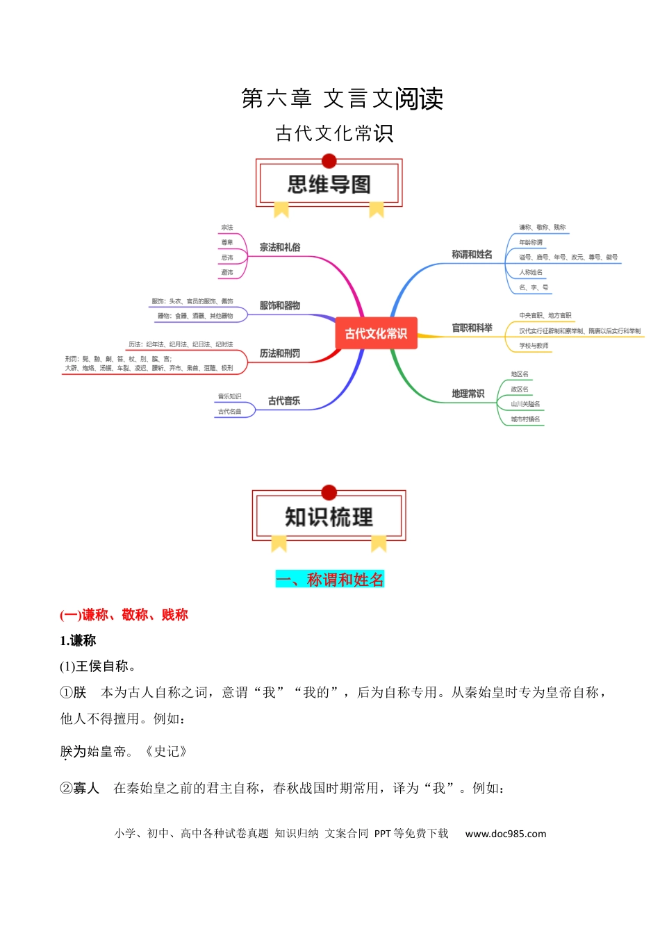 高中英文专题10：古代文化常识（解析版）.docx