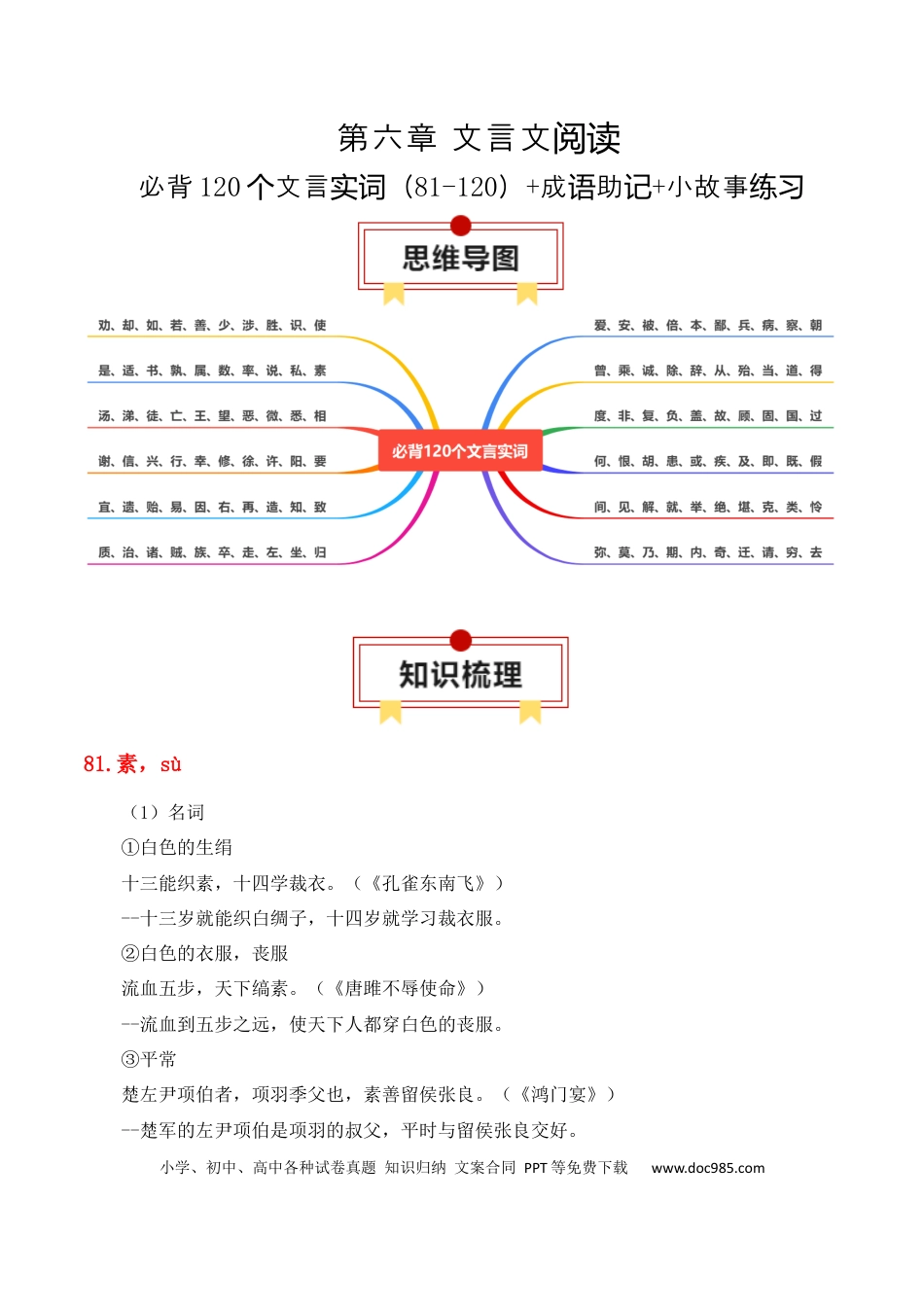 高中英文专题08：必背120个文言实词（81-120）+成语助记+小故事练习（解析版）.docx