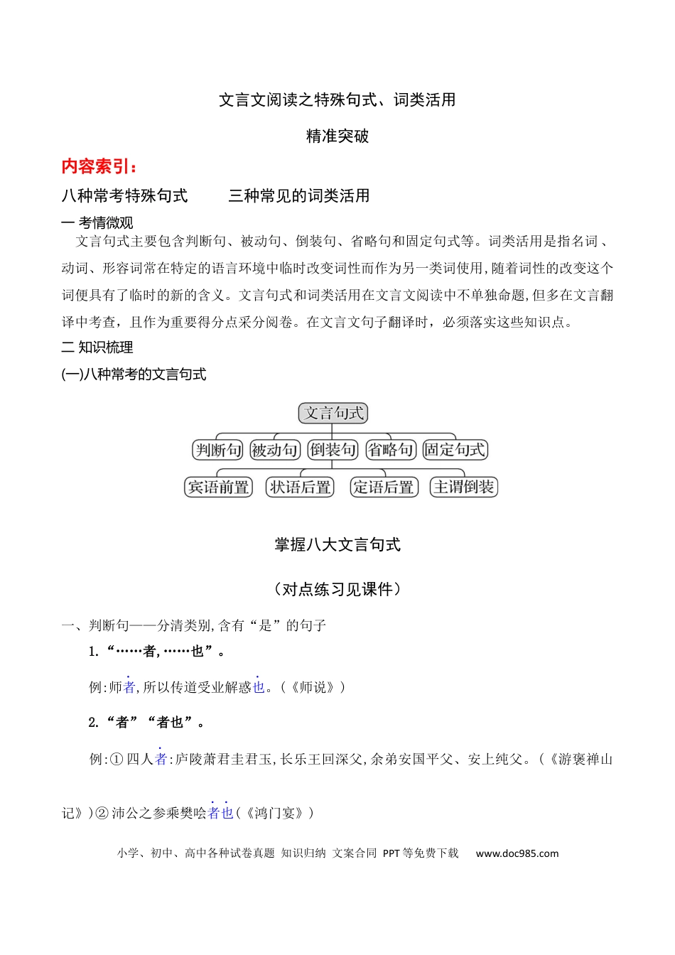 高中英文06文言文阅读之特殊句式、词类活用得分点精准突破.docx