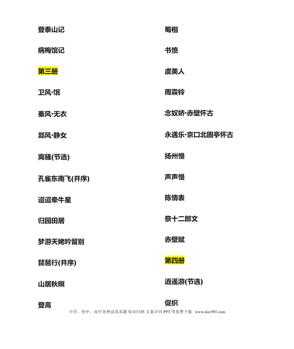 高中英文高中语文【全册文言文】原文及翻译.doc