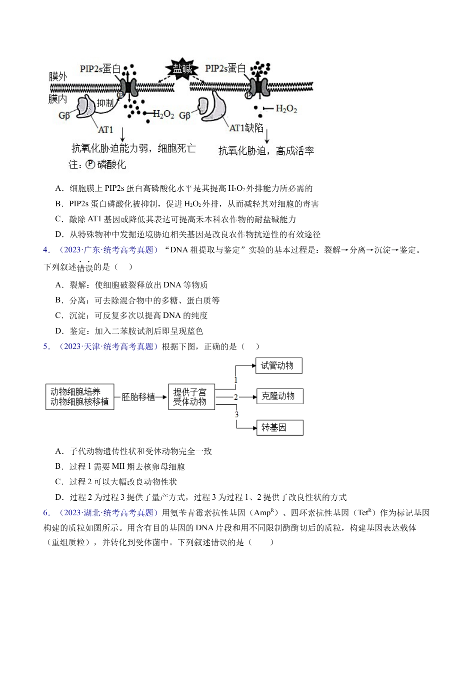 专题21 基因工程-学易金卷：五年（2019-2023）高考生物真题分项汇编（全国通用）（原卷版）.docx