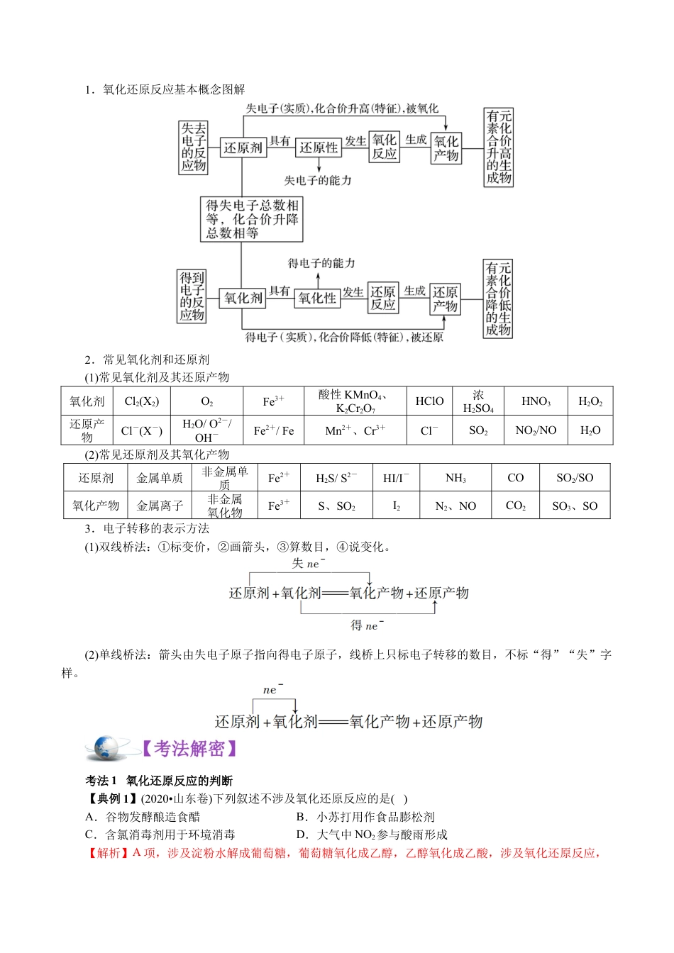 解密03  氧化还原反应(讲义)-【高频考点解密】2021年高考化学二轮复习讲义+分层训练.docx