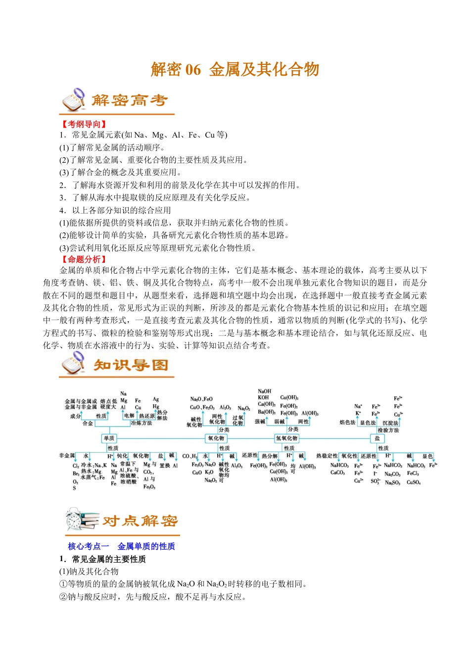 解密06  金属及其化合物(讲义)-【高频考点解密】2021年高考化学二轮复习讲义+分层训练.docx