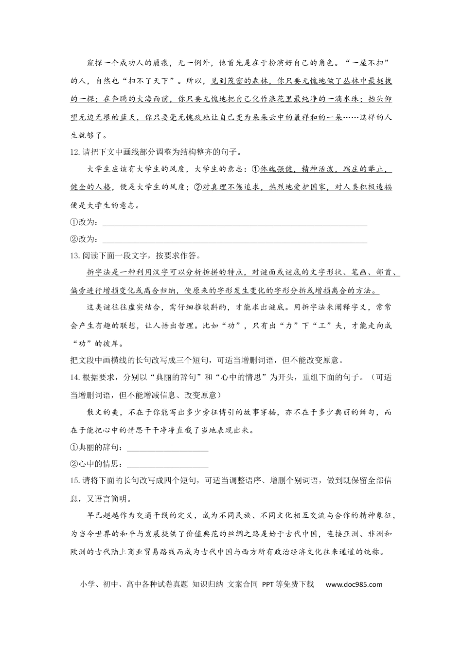 高考语文 2023年新高考语文高频考点专项练习：专题六 选用、仿用、变换句式与修辞综合训练（C）（含答案）(1).docx