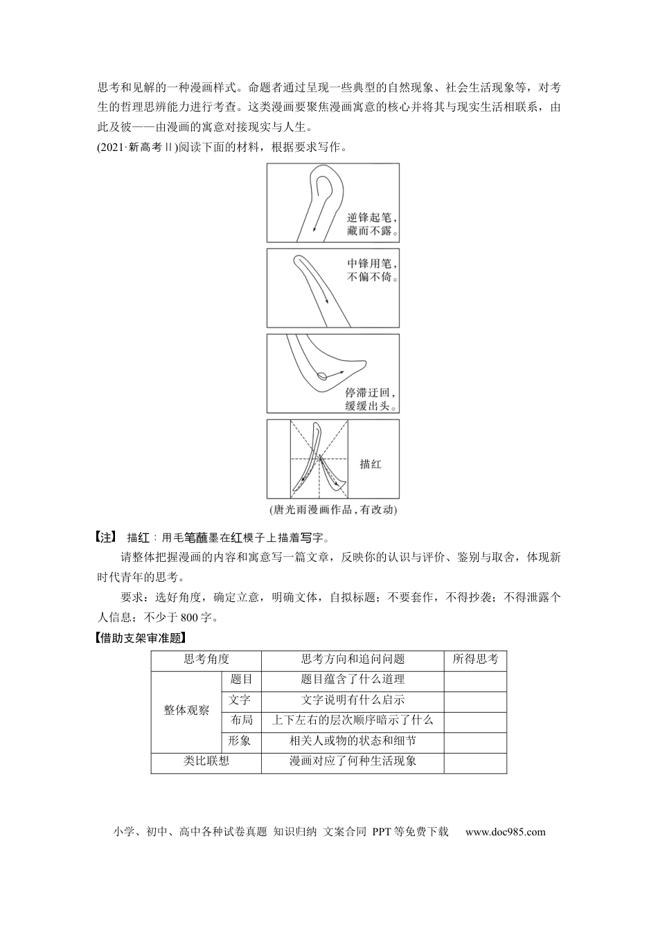 高考语文 板块1 语言策略与技能 审题立意训练3　漫画作文—读懂漫画，联系现实.docx