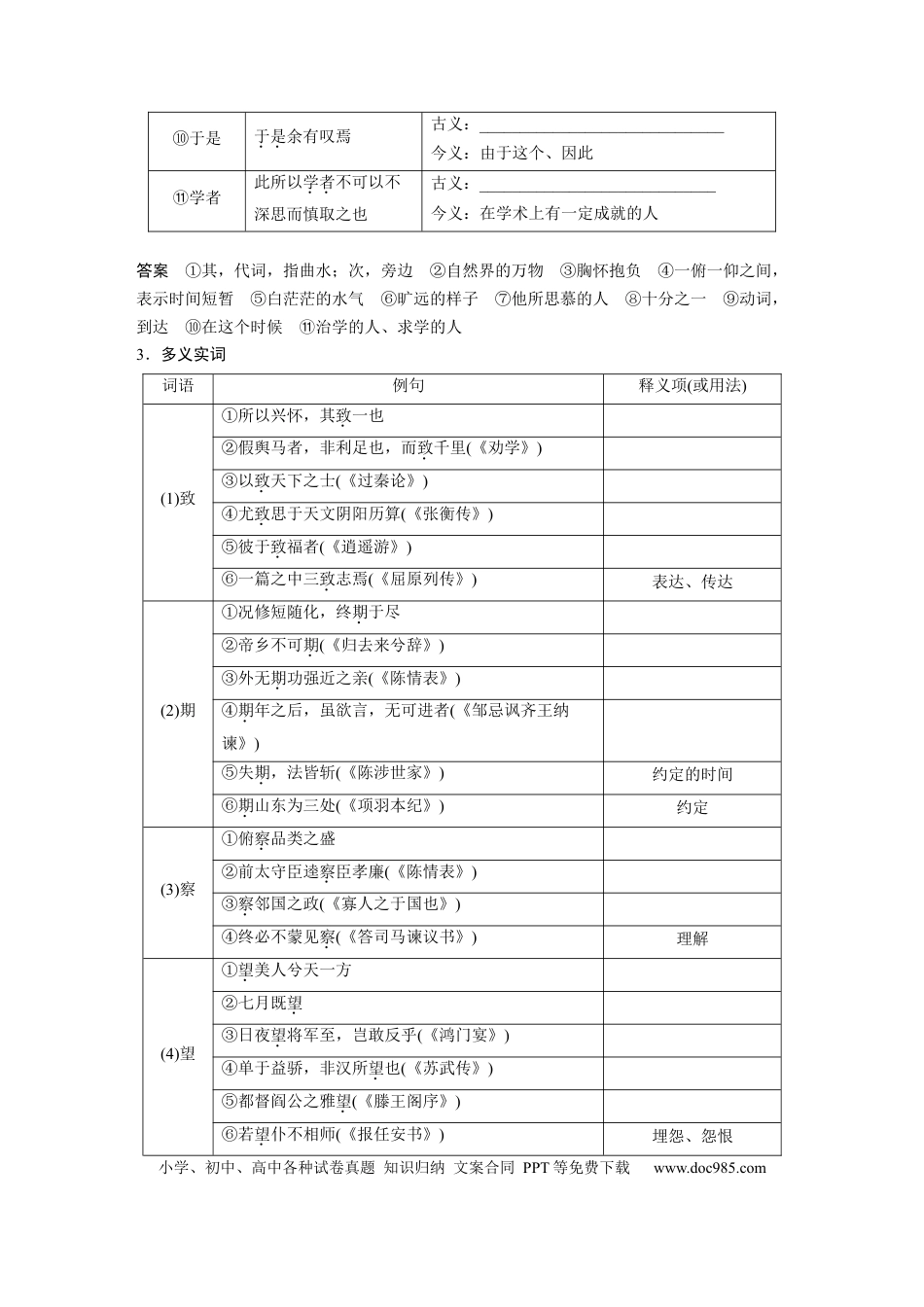 高考语文 板块2 文言文阅读 学案20　《兰亭集序》《赤壁赋》《游褒禅山记》.docx