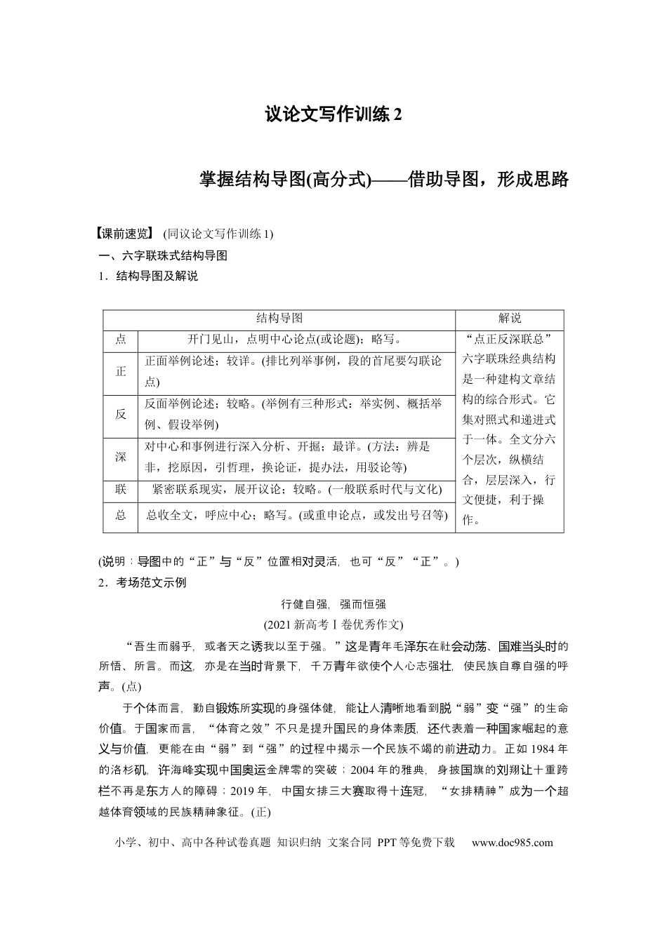高考语文 板块2 文言文阅读 议论文写作训练2　掌握结构导图(高分式)—借助导图，形成思路.docx