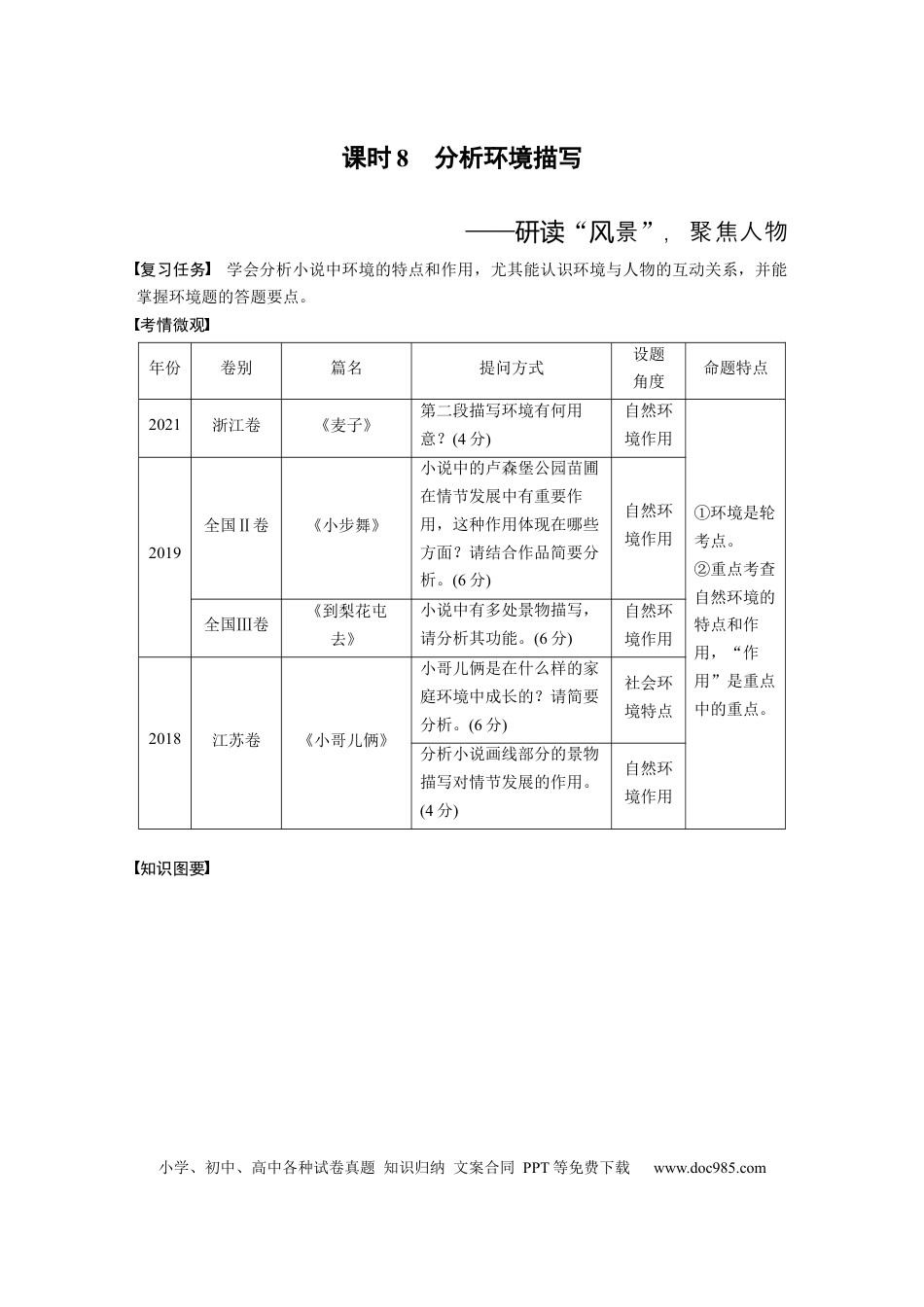 高考语文 板块2 小说阅读 课时8　分析环境描写——研读“风景”，聚焦人物(1).docx
