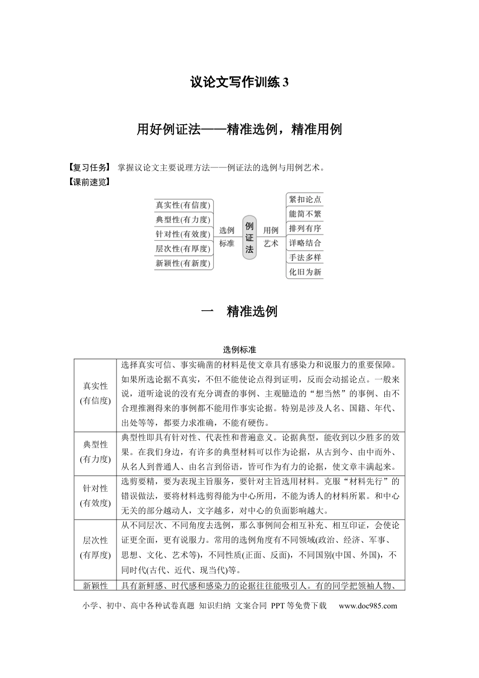 高考语文 板块3 古诗阅读与鉴赏 议论文写作训练3　用好例证法—精准选例，精准用例.docx