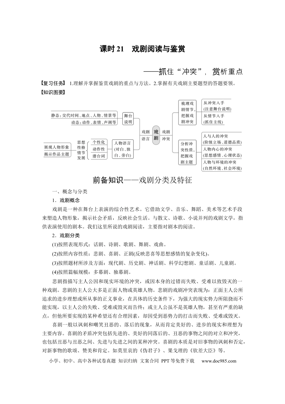高考语文 板块4 新诗与戏剧阅读 课时21　戏剧阅读与鉴赏——抓住“冲突”，赏析重点 (1).docx